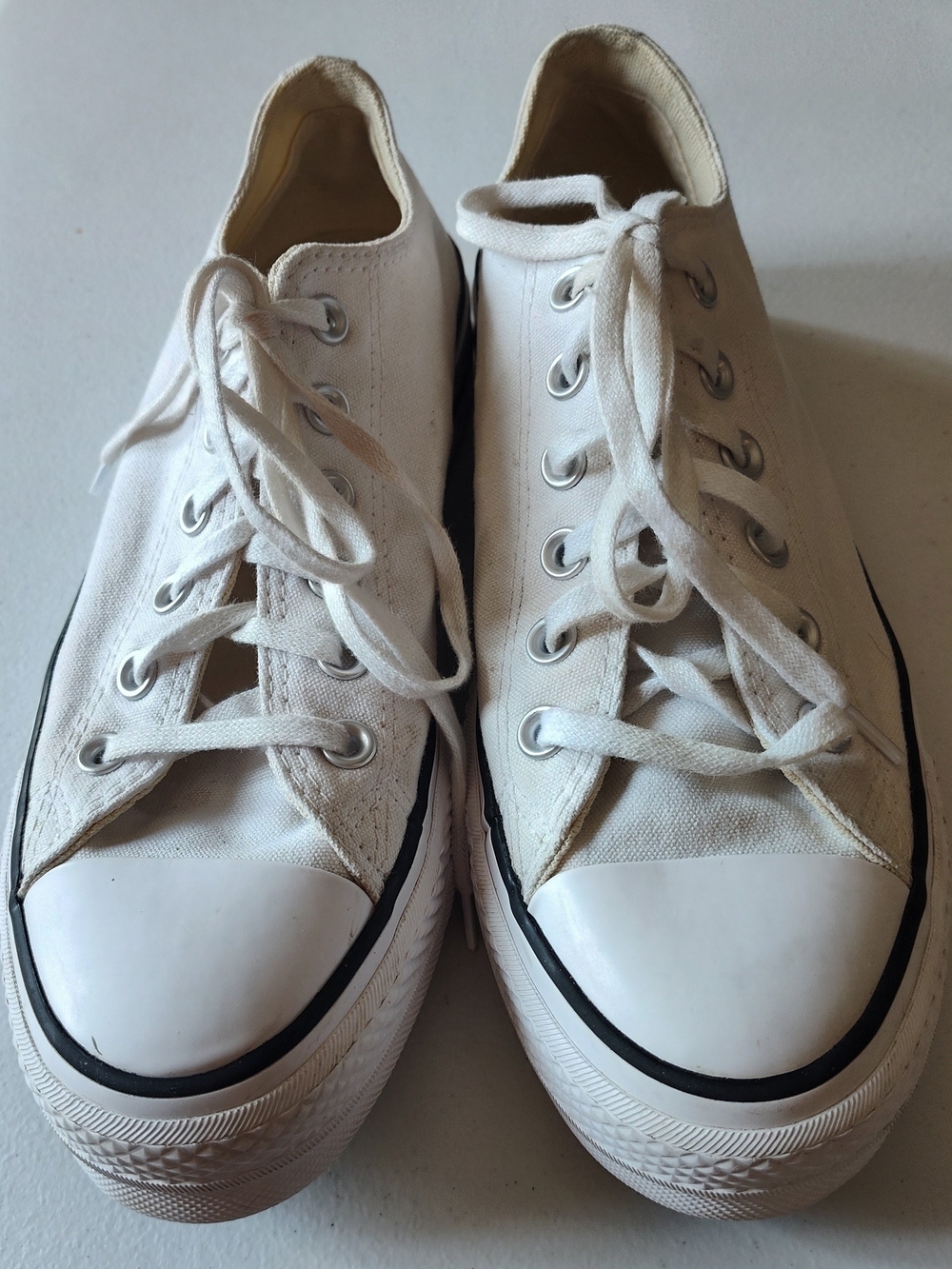 Converse Women's White Canvas Low-Top Sneakers with Black Trim